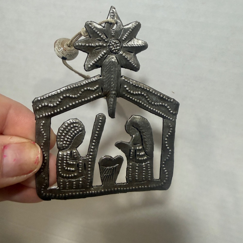 Haitian Metal Art Nativity Ornament Recycled Steel Star of Bethlehem Handmade